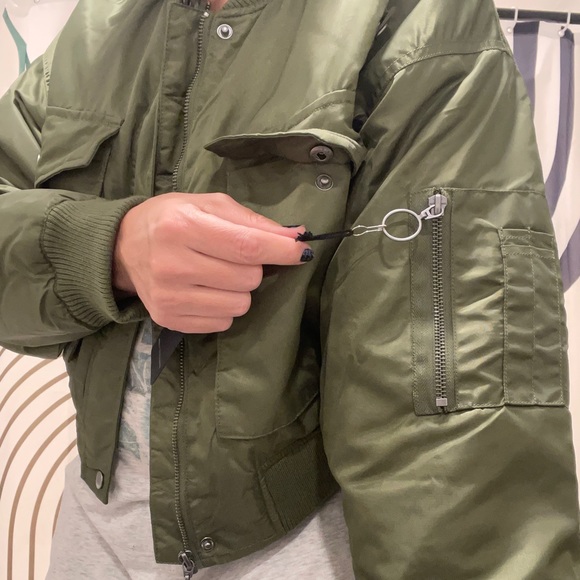 Cropped bomber jacket NWT (runs large) - Picture 2 of 5